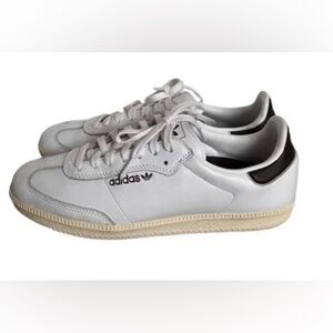 adidas White and Shadow Olive ADV Sambas